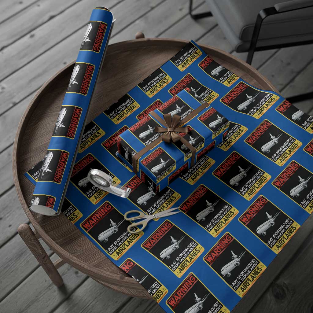 Funny Pilot Wrapping Paper Roll Warning May Spontaneously Talk About Airplanes - Wonder Print Shop