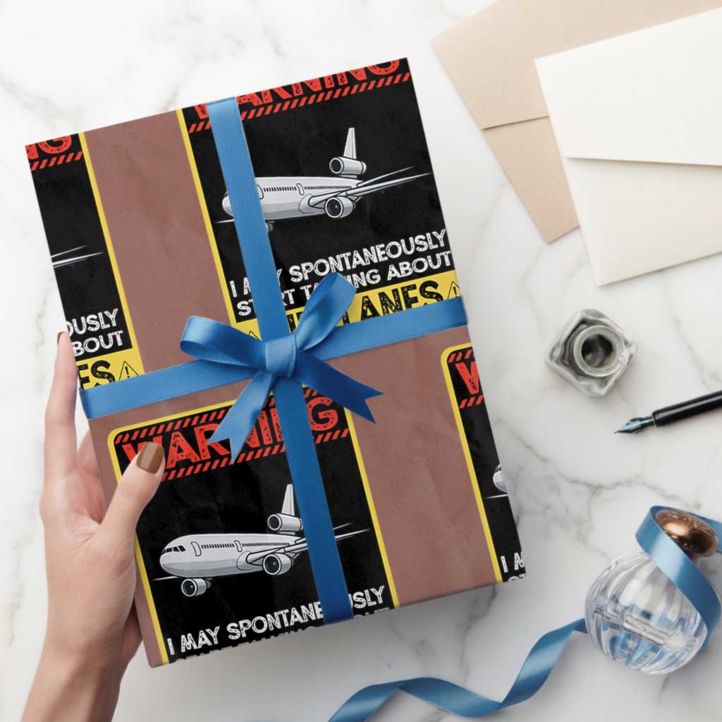 Funny Pilot Wrapping Paper Roll Warning May Spontaneously Talk About Airplanes - Wonder Print Shop