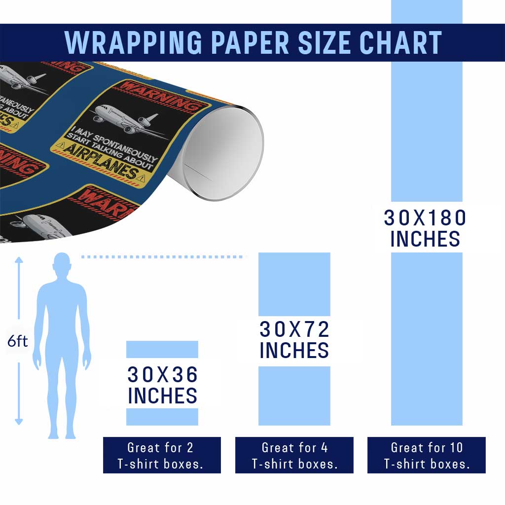 Funny Pilot Wrapping Paper Roll Warning May Spontaneously Talk About Airplanes - Wonder Print Shop