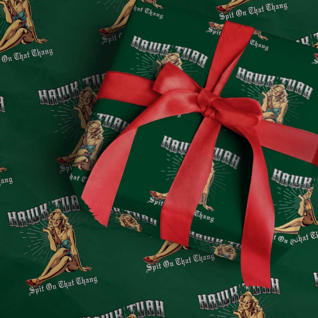 Funny Pin-Up Girl Wrapping Paper Roll Hawk Tuah Spit On That Thang
