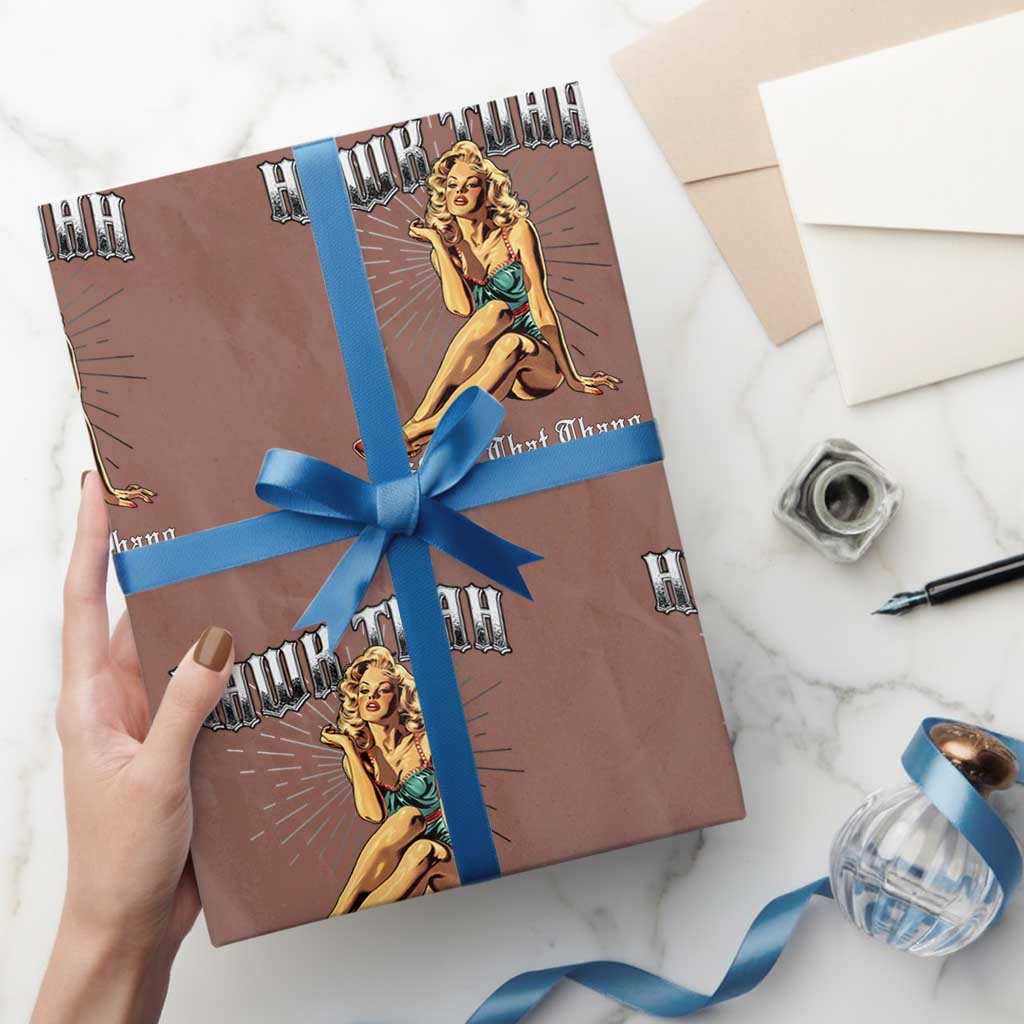 Funny Pin-Up Girl Wrapping Paper Roll Hawk Tuah Spit On That Thang