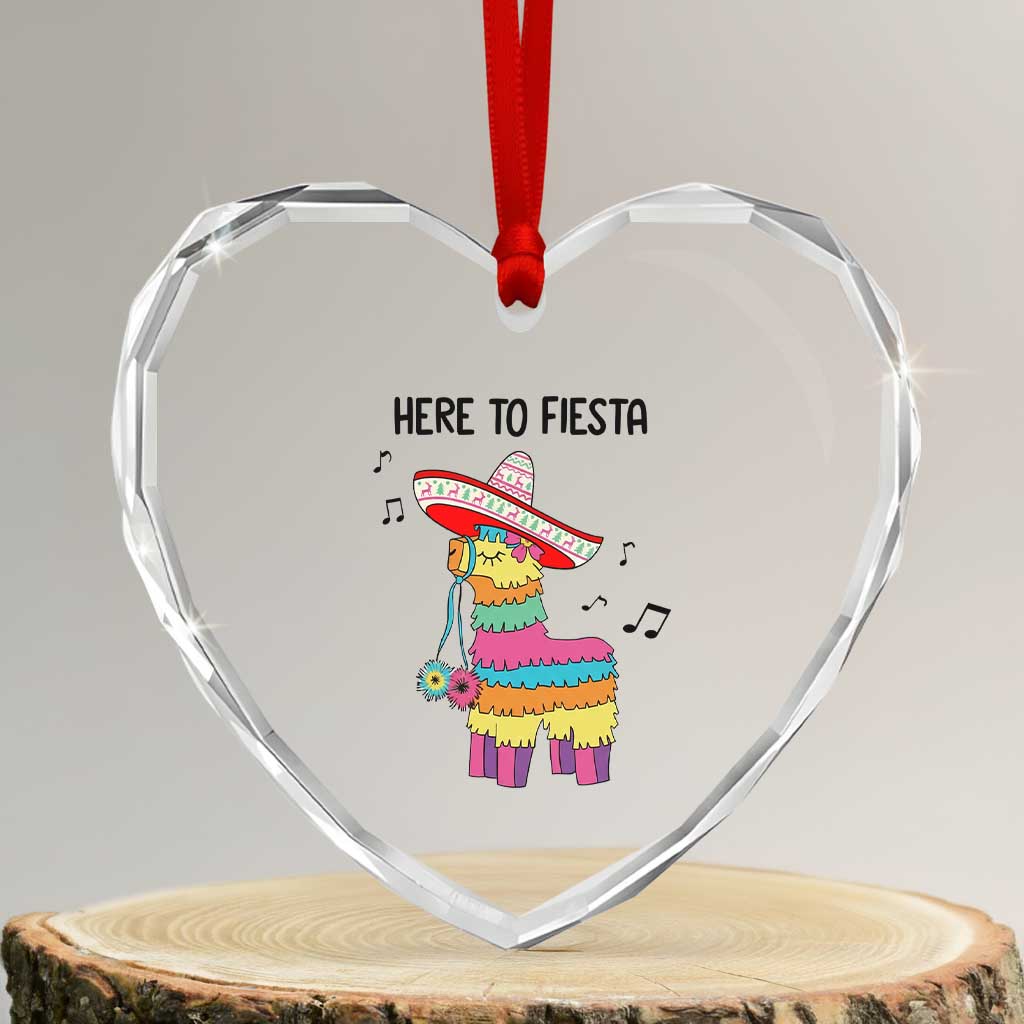 Funny Pinata Mexican Heart Crystal Glass Ornament Here To Fiesta - Wonder Print Shop