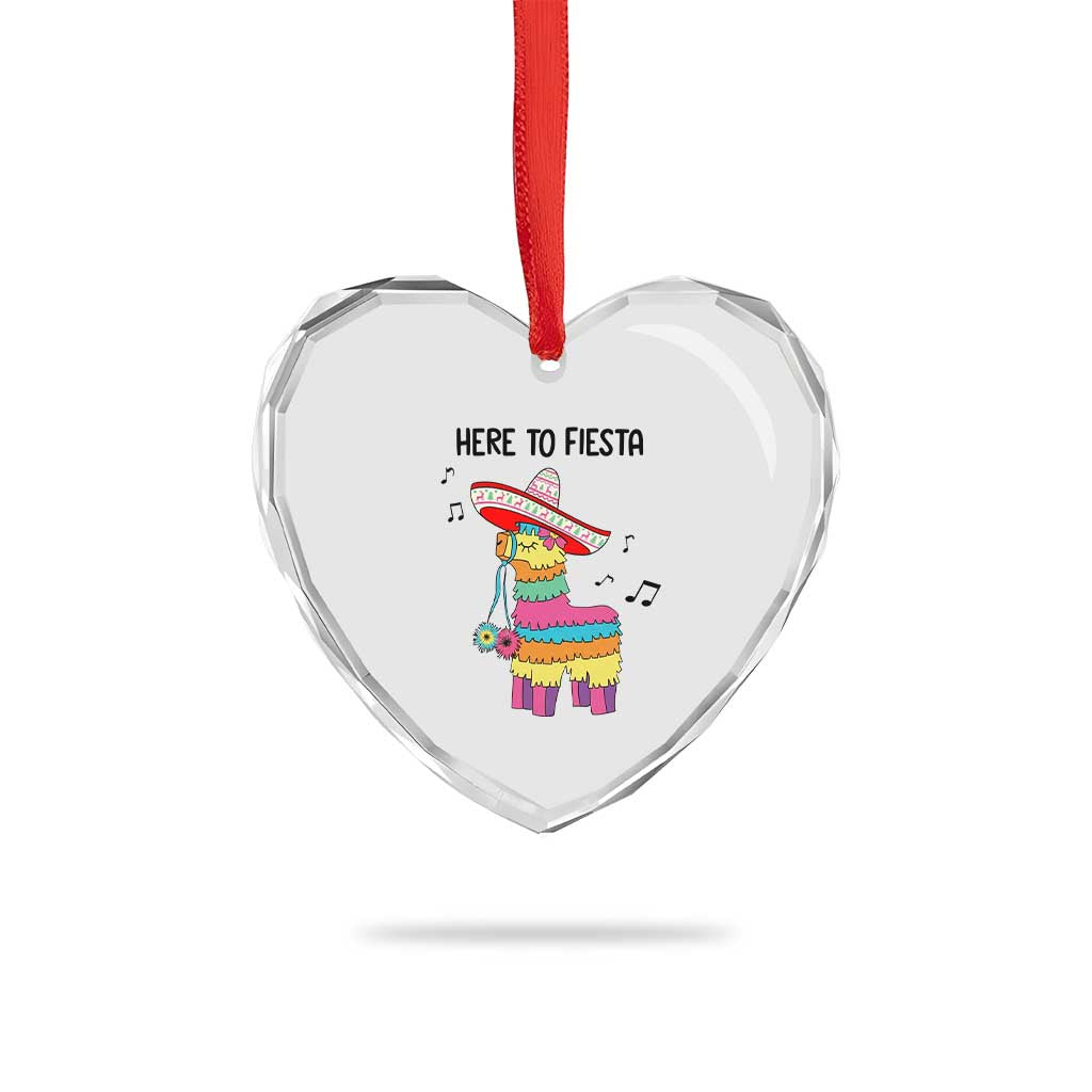 Funny Pinata Mexican Heart Crystal Glass Ornament Here To Fiesta - Wonder Print Shop