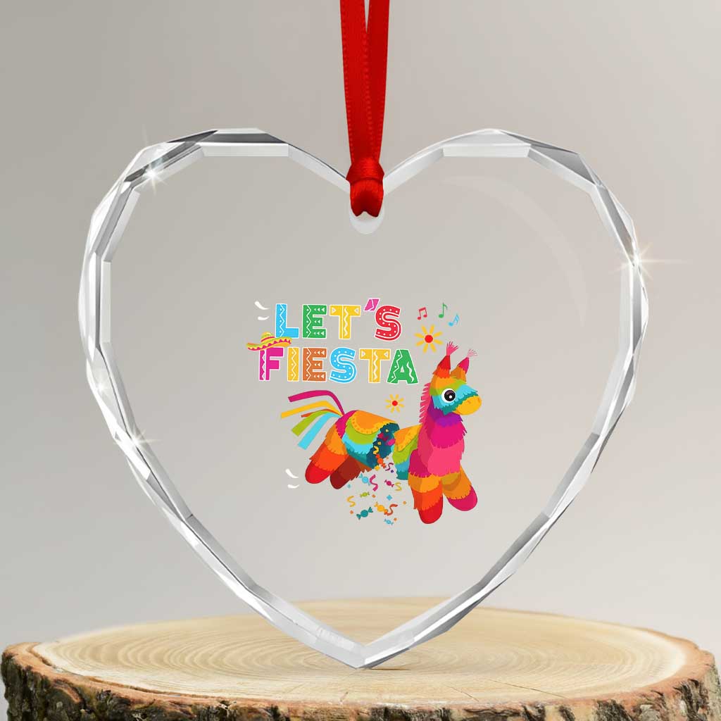 Funny Pinata Mexican Heart Crystal Glass Ornament Let Us Fiesta - Wonder Print Shop