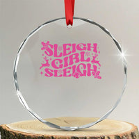 Funny Pink Christmas Crystal Glass Ornament Sleigh Girl Sleigh Reindeer - Wonder Print Shop