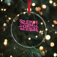 Funny Pink Christmas Crystal Glass Ornament Sleigh Girl Sleigh Reindeer - Wonder Print Shop
