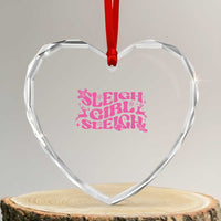 Funny Pink Christmas Heart Crystal Glass Ornament Sleigh Girl Sleigh Reindeer - Wonder Print Shop