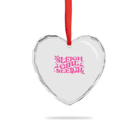Funny Pink Christmas Heart Crystal Glass Ornament Sleigh Girl Sleigh Reindeer - Wonder Print Shop