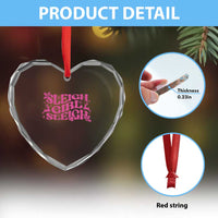 Funny Pink Christmas Heart Crystal Glass Ornament Sleigh Girl Sleigh Reindeer - Wonder Print Shop