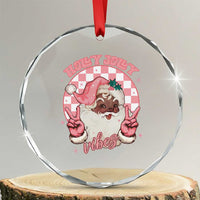 Funny Pink Christmas Retro Black Santa Crystal Glass Ornament Holly Jolly Vibes - Wonder Print Shop