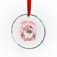 Funny Pink Christmas Retro Black Santa Crystal Glass Ornament Holly Jolly Vibes - Wonder Print Shop