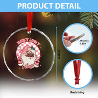 Funny Pink Christmas Retro Black Santa Crystal Glass Ornament Holly Jolly Vibes - Wonder Print Shop