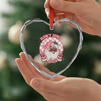 Funny Pink Christmas Retro Black Santa Heart Crystal Glass Ornament Holly Jolly Vibes - Wonder Print Shop