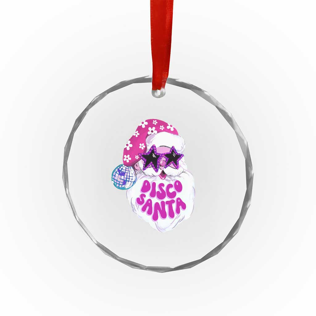 Funny Pink Disco Santa Retro Groovy Crystal Glass Ornament TS09