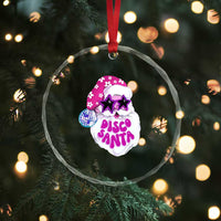 Funny Pink Disco Santa Retro Groovy Crystal Glass Ornament TS09