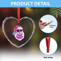 Funny Pink Disco Santa Retro Groovy Heart Crystal Glass Ornament - Wonder Print Shop