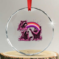 Funny Pink Raccoon Live Laugh Crystal Glass Ornament Lesbian Pride Month