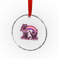 Funny Pink Raccoon Live Laugh Crystal Glass Ornament Lesbian Pride Month