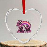 Funny Pink Raccoon Live Laugh Heart Crystal Glass Ornament Lesbian Pride Month