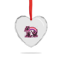 Funny Pink Raccoon Live Laugh Heart Crystal Glass Ornament Lesbian Pride Month