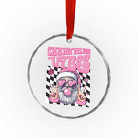 Funny Pink Santa Christmas Crystal Glass Ornament Christmas Vibes Checkboard TS11