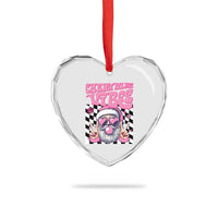 Funny Pink Santa Christmas Heart Crystal Glass Ornament Christmas Vibes Checkboard - Wonder Print Shop