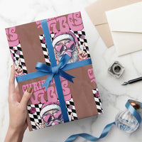 Funny Pink Santa Christmas Wrapping Paper Roll Christmas Vibes Checkboard - Wonder Print Shop