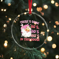 Funny Pink Santa Crystal Glass Ornament Theres Some Hos In This House Retro Xmas Vibe TS02