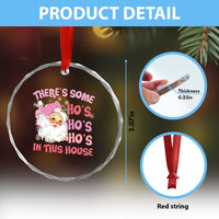 Funny Pink Santa Crystal Glass Ornament Theres Some Hos In This House Retro Xmas Vibe TS02