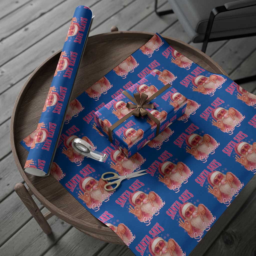 Funny Pink Santa Says Six Seven Wrapping Paper Roll 67 Christmas Meme Gen Alpha - Wonder Print Shop