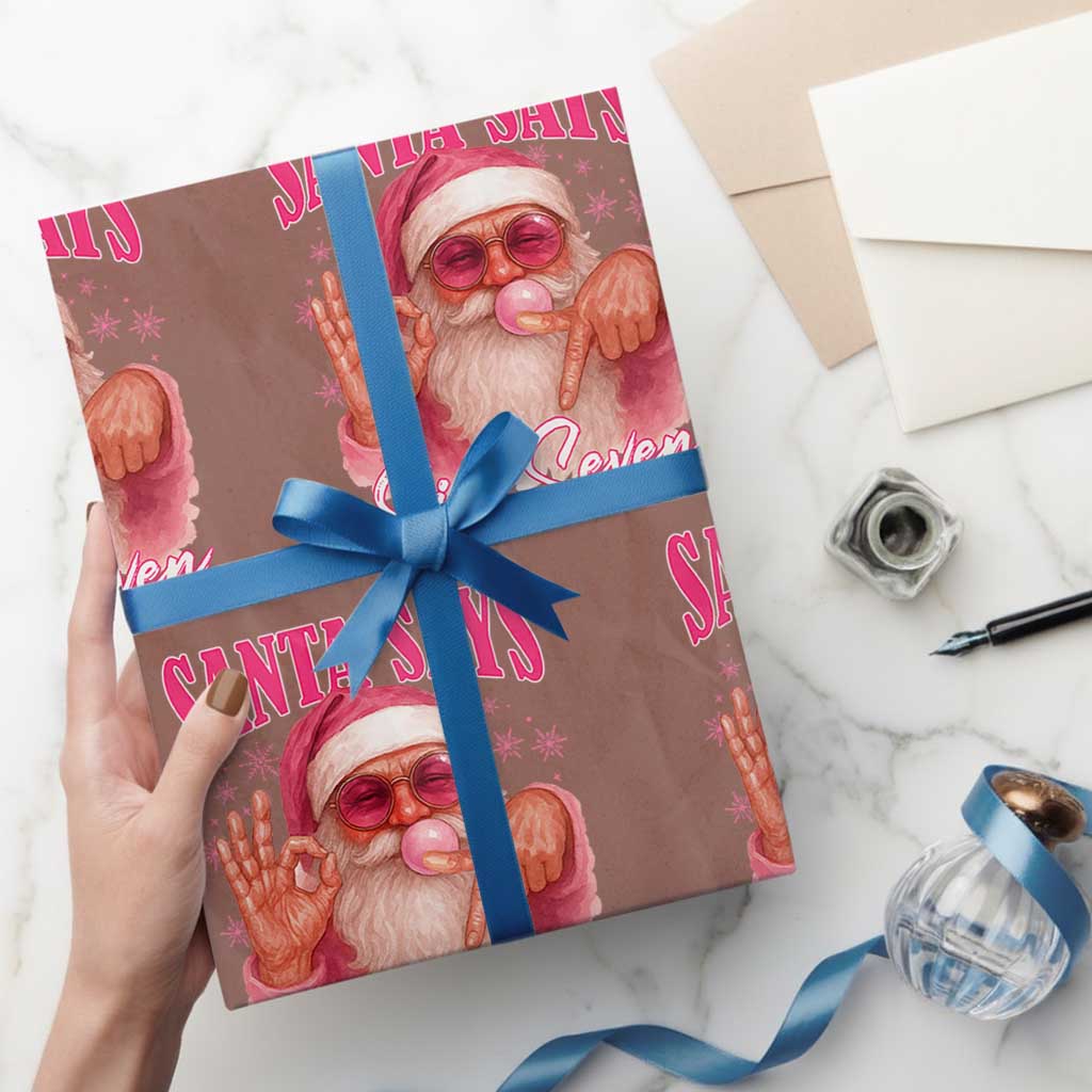Funny Pink Santa Says Six Seven Wrapping Paper Roll 67 Christmas Meme Gen Alpha - Wonder Print Shop