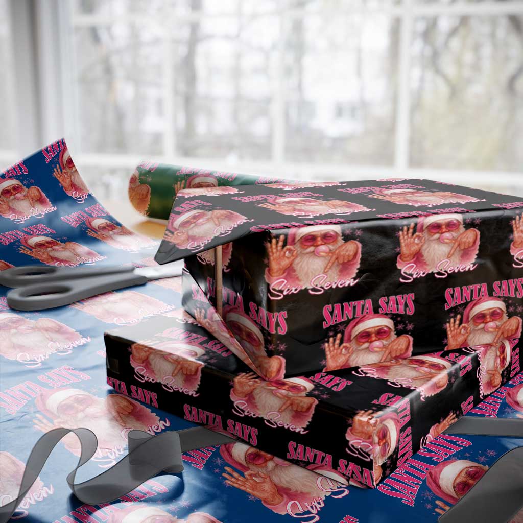 Funny Pink Santa Says Six Seven Wrapping Paper Roll 67 Christmas Meme Gen Alpha - Wonder Print Shop