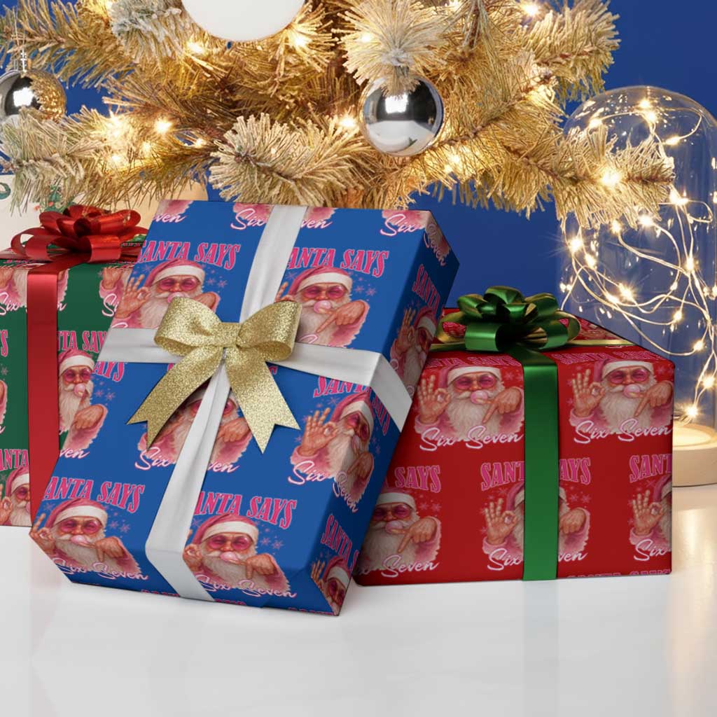 Funny Pink Santa Says Six Seven Wrapping Paper Roll 67 Christmas Meme Gen Alpha - Wonder Print Shop