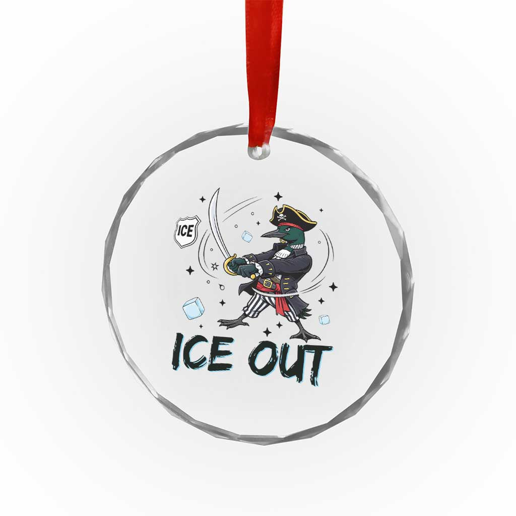 Funny Pirate Common Loon Minnesota Defends Abolish Ice Crystal Glass Ornament