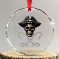 Funny Pirate Fishing Lover Crystal Glass Ornament Vintage Pirate Skull Hooks Fishing TS11
