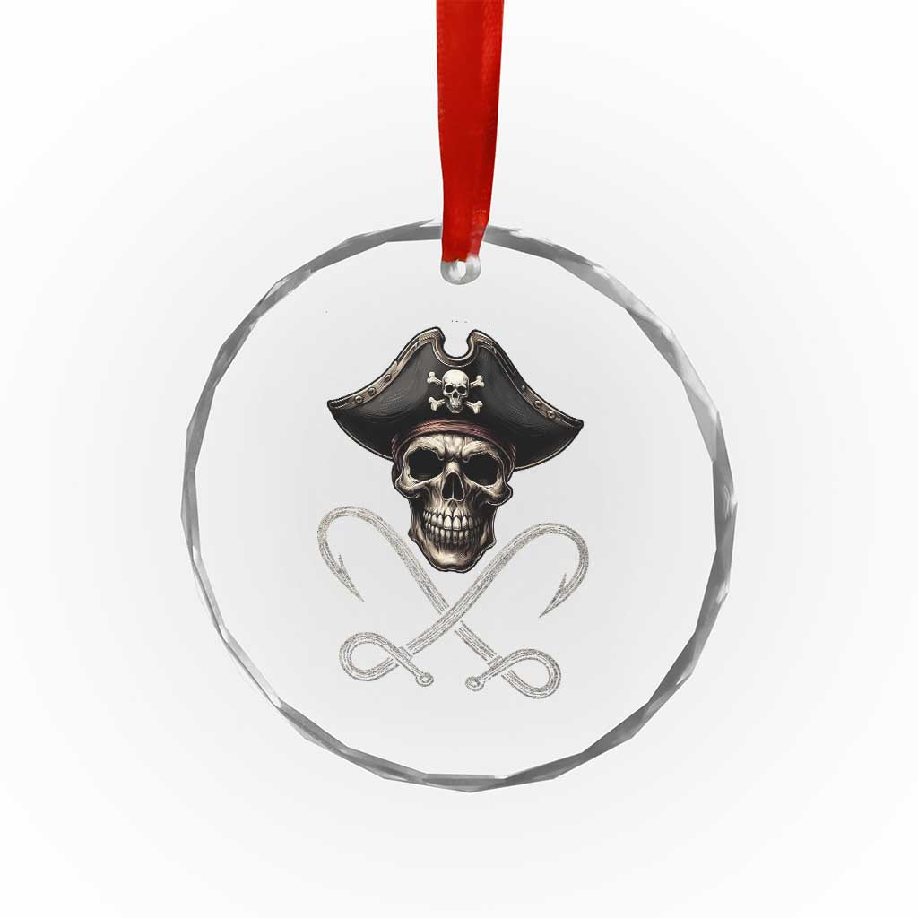 Funny Pirate Fishing Lover Crystal Glass Ornament Vintage Pirate Skull Hooks Fishing TS11