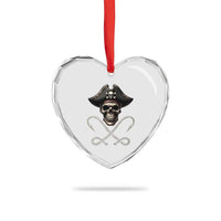 Funny Pirate Fishing Lover Heart Crystal Glass Ornament Vintage Pirate Skull Hooks Fishing - Wonder Print Shop