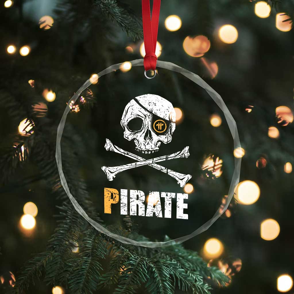 Funny Pirate Pi Cryptocurrency Crystal Glass Ornament Crypto Coins Blockchain Mining - Wonder Print Shop