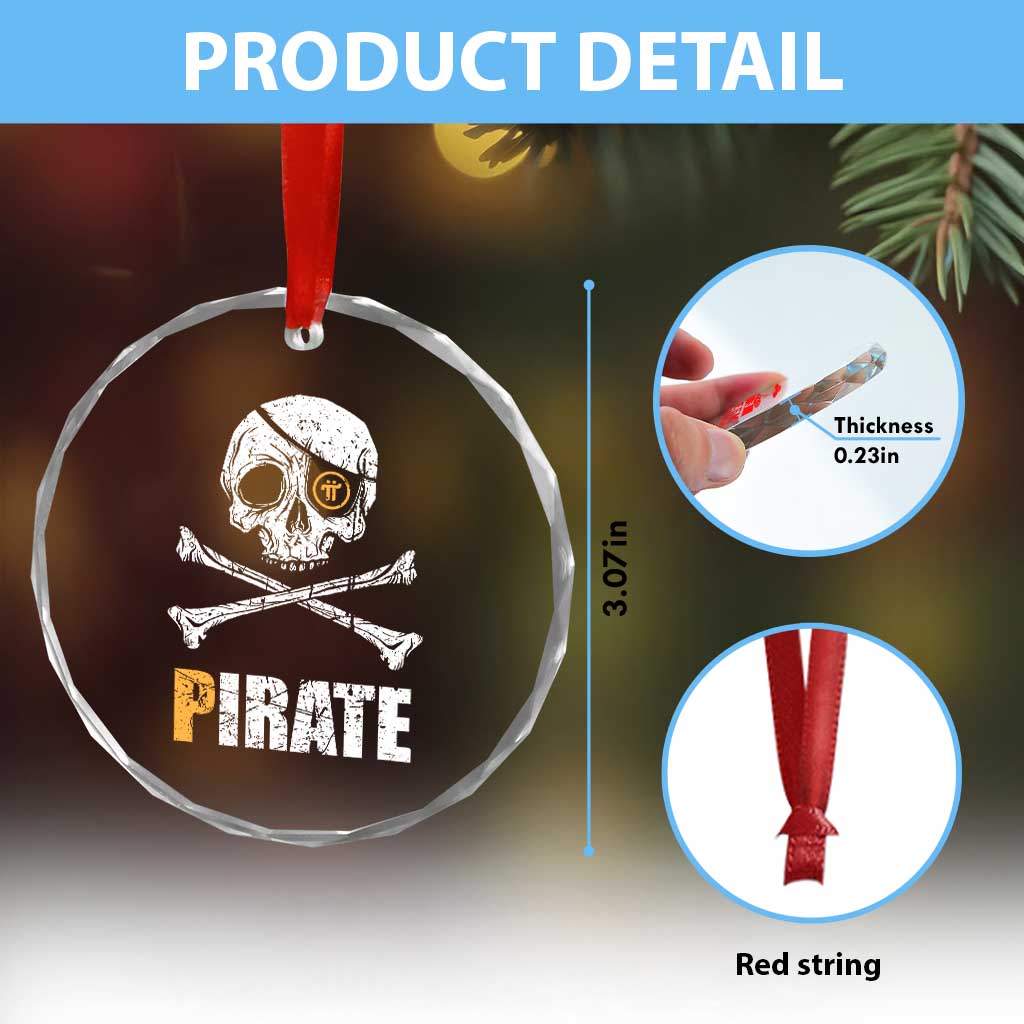 Funny Pirate Pi Cryptocurrency Crystal Glass Ornament Crypto Coins Blockchain Mining - Wonder Print Shop