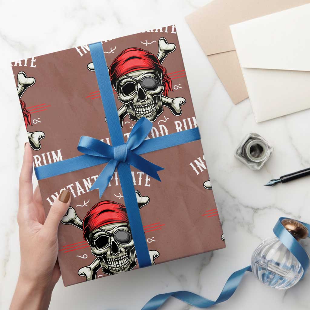 Funny Pirate Skull Wrapping Paper Roll Instant Pirate Just Add Rum Funny Jolly Roger Crossbones
