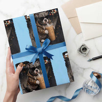 Funny Pitbull Drinking Coffee Wrapping Paper Roll Dog Meme Caffeine Graphic