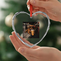 Funny Pitbull Drinking Iced Coffee Heart Crystal Glass Ornament Vintage Pittie Dog Lovers Meme