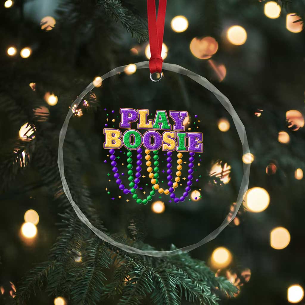 Funny Play Boosie Mardi Gras Crystal Glass Ornament Beads Fat Tuesday Carnival