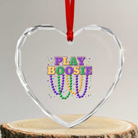 Funny Play Boosie Mardi Gras Heart Crystal Glass Ornament Beads Fat Tuesday Carnival