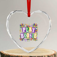 Funny Play Boosie Mardi Gras Heart Crystal Glass Ornament Fat Tuesday Carnival Fleur De Lis Music