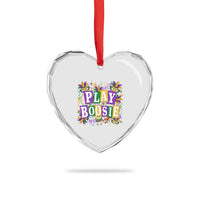 Funny Play Boosie Mardi Gras Heart Crystal Glass Ornament Fat Tuesday Carnival Fleur De Lis Music
