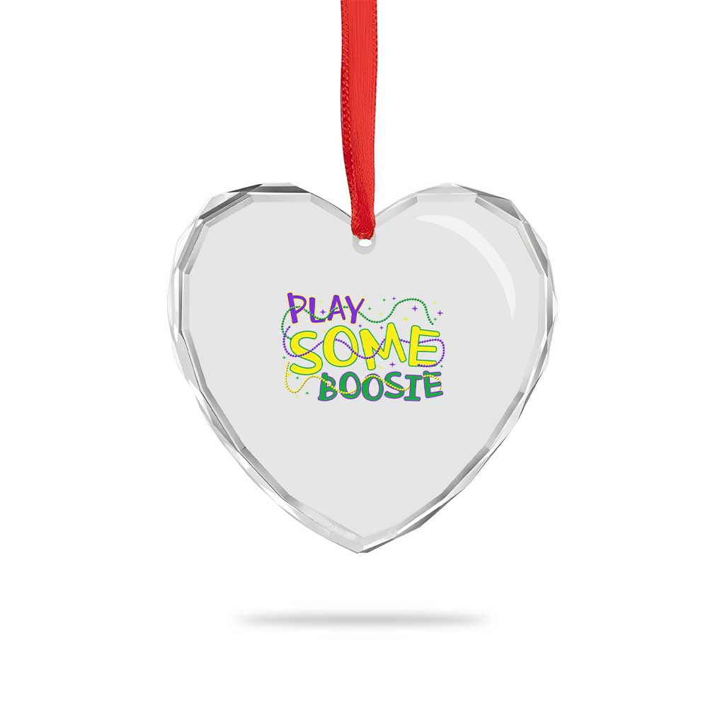 Funny Play Some Boosie Mardi Gras Heart Crystal Glass Ornament Beads Carnival Louisiana