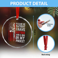 Funny Please Be Patient I Have Autism And A Gun In My Pocket Crystal Glass Ornament Autism Awareness Vintage American Flag