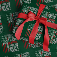 Funny Please Be Patient I Have Autism And A Gun In My Pocket Wrapping Paper Roll Autism Awareness Vintage American Flag