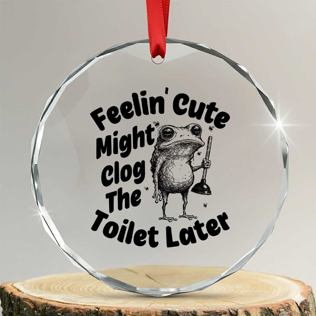 Funny Plumber Frog Gift Crystal Glass Ornament Feeling Cute Might Clog The Toilet Later